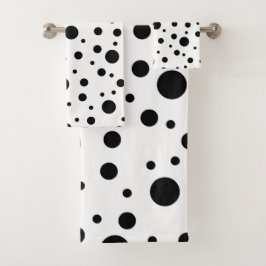 Zwart op White Polka Dot Pattern Bad Handdoek