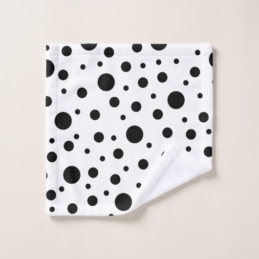 Zwart op White Polka Dot Pattern Bad Handdoek (Wasdoekje)