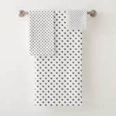 Zwart op White Polka Dot Pattern Bad Handdoek (Insitu)