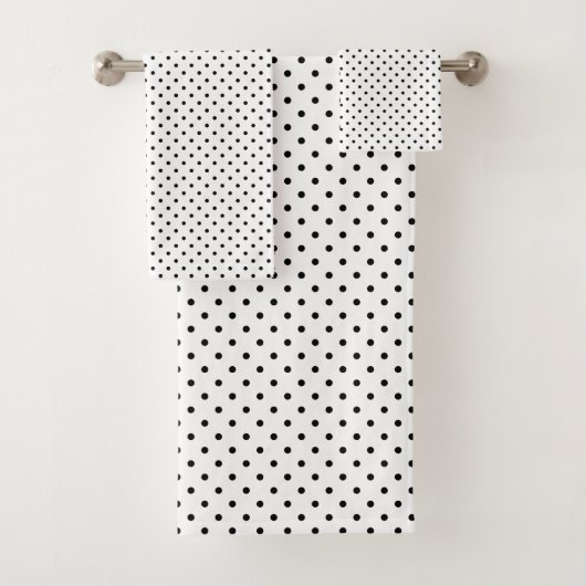 Zwart op White Polka Dot Pattern Bad Handdoek (Insitu)