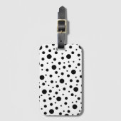 Zwart op White Polka Dot Pattern Bagagelabel (Voorkant (verticaal))