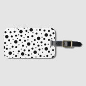 Zwart op White Polka Dot Pattern Bagagelabel (Voorkant (horizontaal))