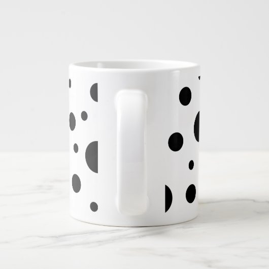 Zwart op White Polka Dot Pattern Grote Koffiekop (Achterkant)