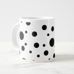 Zwart op White Polka Dot Pattern Grote Koffiekop