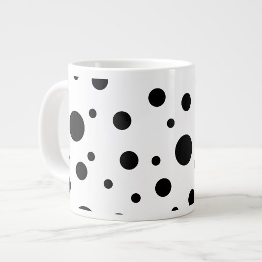 Zwart op White Polka Dot Pattern Grote Koffiekop (Links)