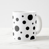 Zwart op White Polka Dot Pattern Grote Koffiekop (Voorkant rechts)