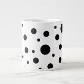 Zwart op White Polka Dot Pattern Grote Koffiekop (Voorkant)
