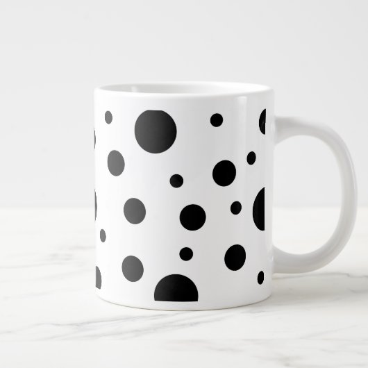 Zwart op White Polka Dot Pattern Grote Koffiekop (Rechts)