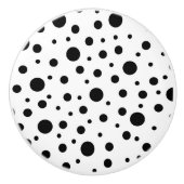 Zwart op White Polka Dot Pattern Keramische Knop (Voorkant)