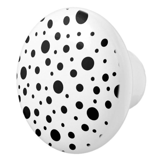 Zwart op White Polka Dot Pattern Keramische Knop (Rechts)
