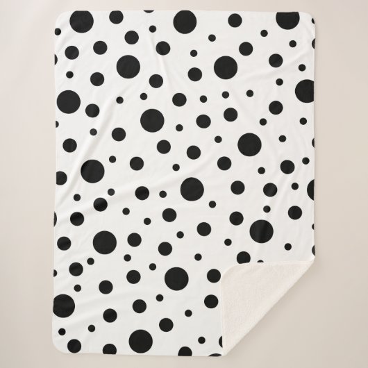 Zwart op White Polka Dot Pattern Sherpa Deken (Voorkant)