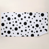 Zwart op White Polka Dot Pattern Strandlaken (Voorkant)