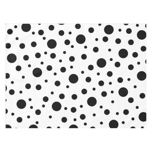 Zwart op White Polka Dot Pattern Tafelkleed (Voorkant (Horizontaal))