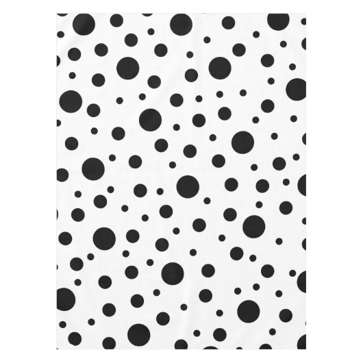 Zwart op White Polka Dot Pattern Tafelkleed (Voorkant)