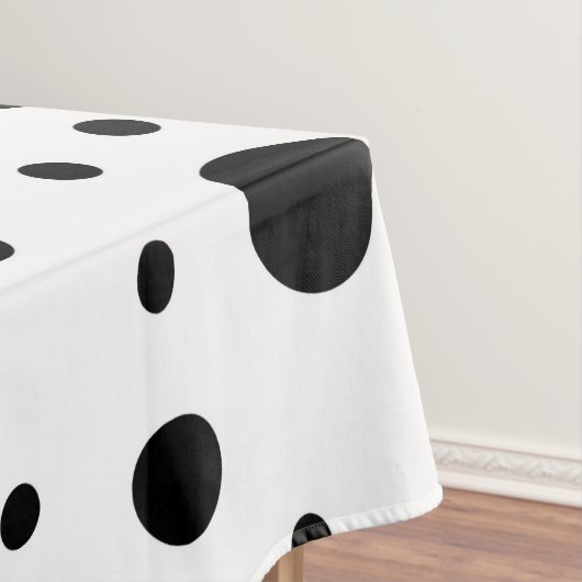 Zwart op White Polka Dot Pattern Tafelkleed (Voorbeeld)