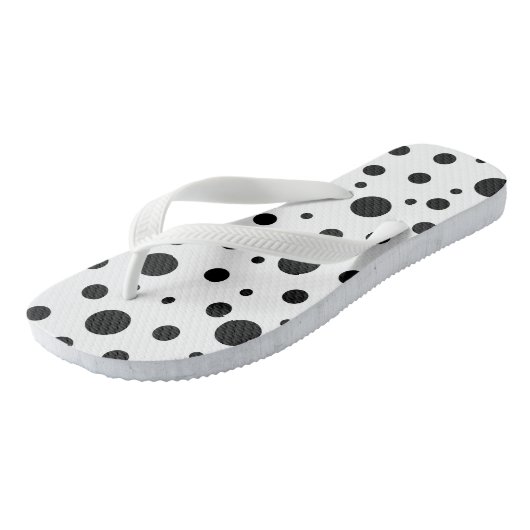 Zwart op White Polka Dot Pattern Teenslippers (Schuin)