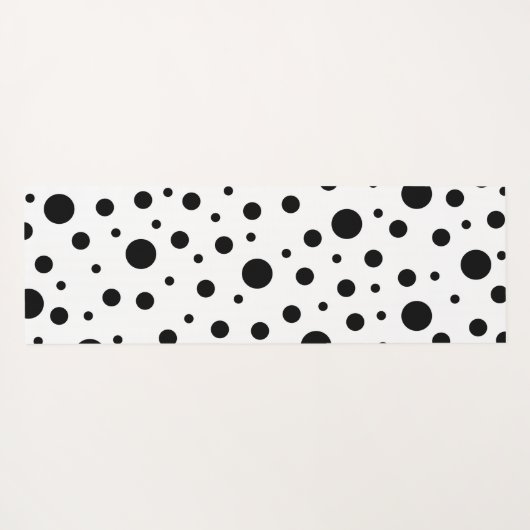 Zwart op White Polka Dot Pattern Yogamat (Achterkant (horizontaal))