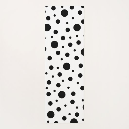 Zwart op White Polka Dot Pattern Yogamat (Achterkant)