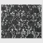 Zwart op wit acanthus Leaf Black Floral Paleis Cadeaupapier (Vlak)