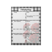 Zwart op wit Bloemen Gingham_ Pathofysiologie Temp Notitieblok (Linkerzijde)