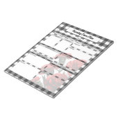 Zwart op wit Bloemen Gingham_ Verpleegzorgplan Notitieblok (Schuin)