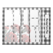 Zwart op wit Bloemen Gingham_ Verpleegzorgplan Notitieblok (Voorkant)