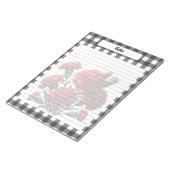 Zwart op wit bloemengingham _ Notities Notitieblok (Schuin)