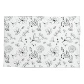 Zwart op wit Bloempatroon Minimalistisch Modern Kussensloop (Achterkant)