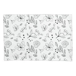 Zwart op wit Bloempatroon Minimalistisch Modern Kussensloop