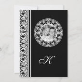 Zwart op wit cirkel Damask bruiloft uitnodigingen (Achterkant)