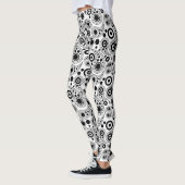 Zwart op wit cirkels paisleststijlpatroon leggings (Links)