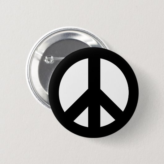 Zwart op wit CND-vredessymbool Ronde Button 5,7 Cm (Voorkant /achterkant)