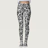 Zwart op wit  damastpatroon leggings (Voorkant)