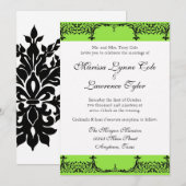 Zwart op wit Fleur de Lis Damask bruiloft Kaart (Voorkant / Achterkant)