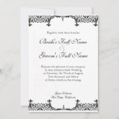 Zwart op wit Fleur de Lis Damask bruiloft Kaart (Voorkant)