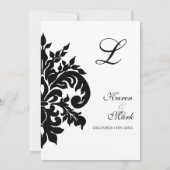 Zwart op wit Fleur de Lis Damask bruiloft Kaart (Achterkant)