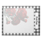 Zwart op wit Floral Gingham_ Brain Dump Notitieblok (Voorkant)
