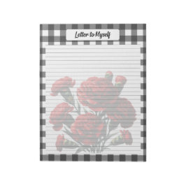 Zwart op wit Floral Gingham_ Brief aan mezelf Notitieblok