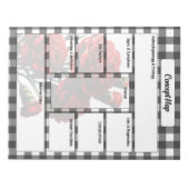 Zwart op wit Floral Gingham_ Conceptkaart Notitieblok (Voorkant)