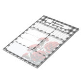 Zwart op wit Floral Gingham _ Dagelijks overzicht Notitieblok (Schuin)