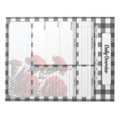 Zwart op wit Floral Gingham _ Dagelijks overzicht Notitieblok (Voorkant)