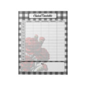 Zwart op wit Floral Gingham _ Klinische dienstrege Notitieblok (Linkerzijde)