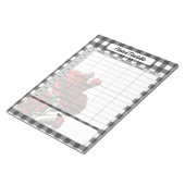 Zwart op wit Floral Gingham _ Klinische dienstrege Notitieblok (Schuin)