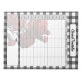 Zwart op wit Floral Gingham _ Klinische dienstrege Notitieblok (Voorkant)