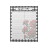 Zwart op wit Floral Gingham_ Symptom Tracker Notitieblok (Linkerzijde)