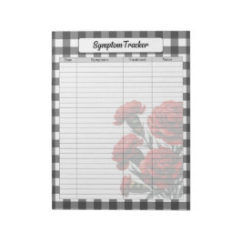 Zwart op wit Floral Gingham_ Symptom Tracker Notitieblok