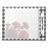 Zwart op wit Floral Gingham_ Symptom Tracker Notitieblok (Voorkant)