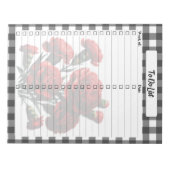Zwart op wit Floral Gingham_ to do list Notitieblok (Voorkant)