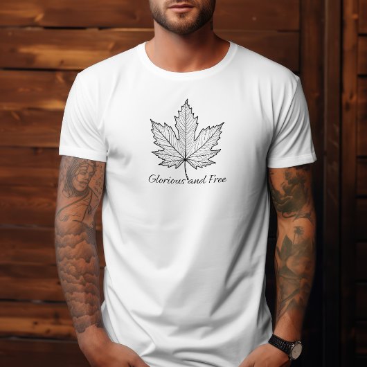 Zwart op wit Glorious en vrij Canadees T-shirt