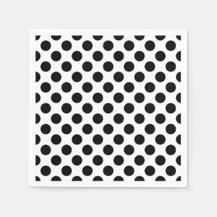 Zwart op wit groot formaat polka dots papier servet